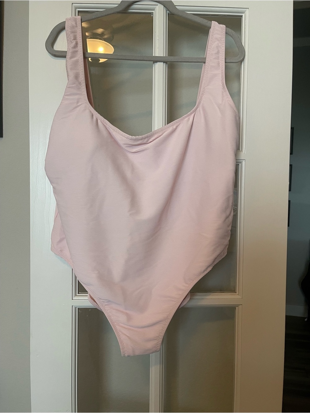 Plus Size Light Pink One-Piece Swimsuit - Classic Scoop